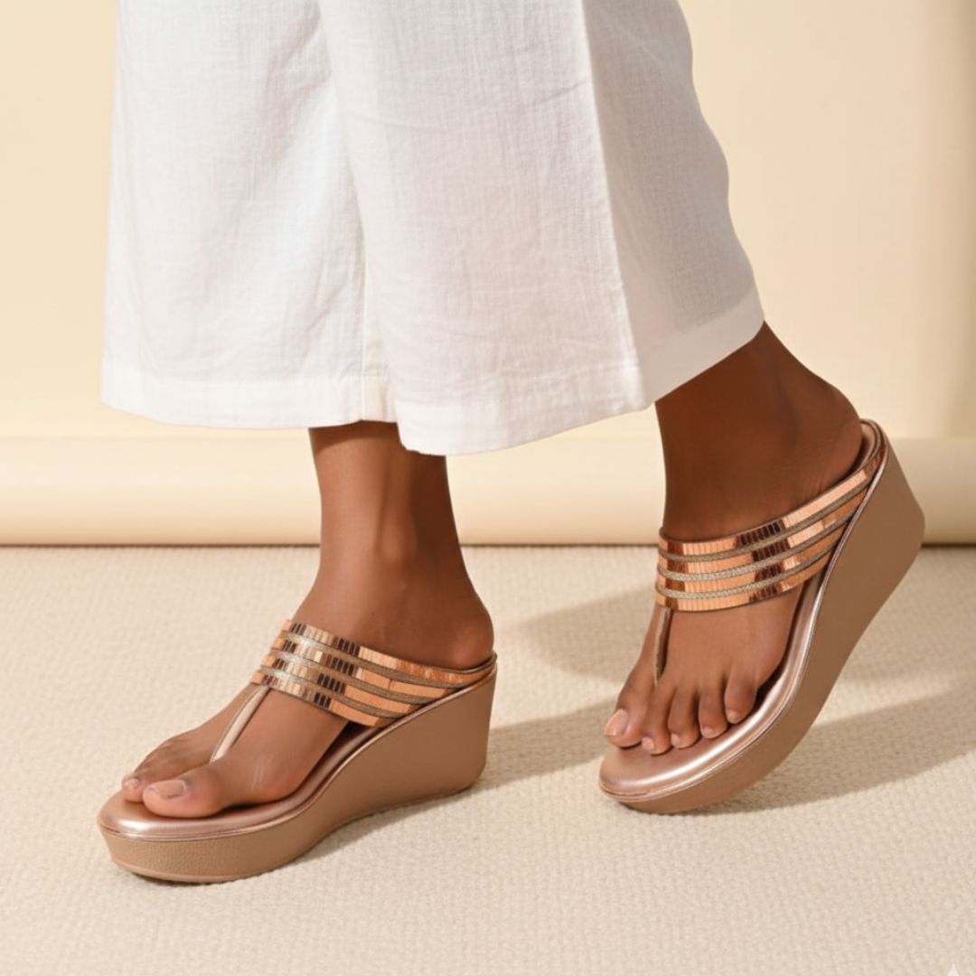 Shynara - Gold Thong Wedges