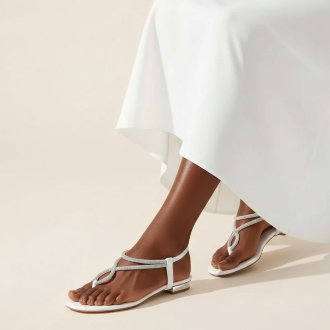 Liora - White Thong Sandals
