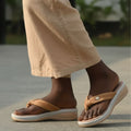 Sarya - Beige Thong Wedges