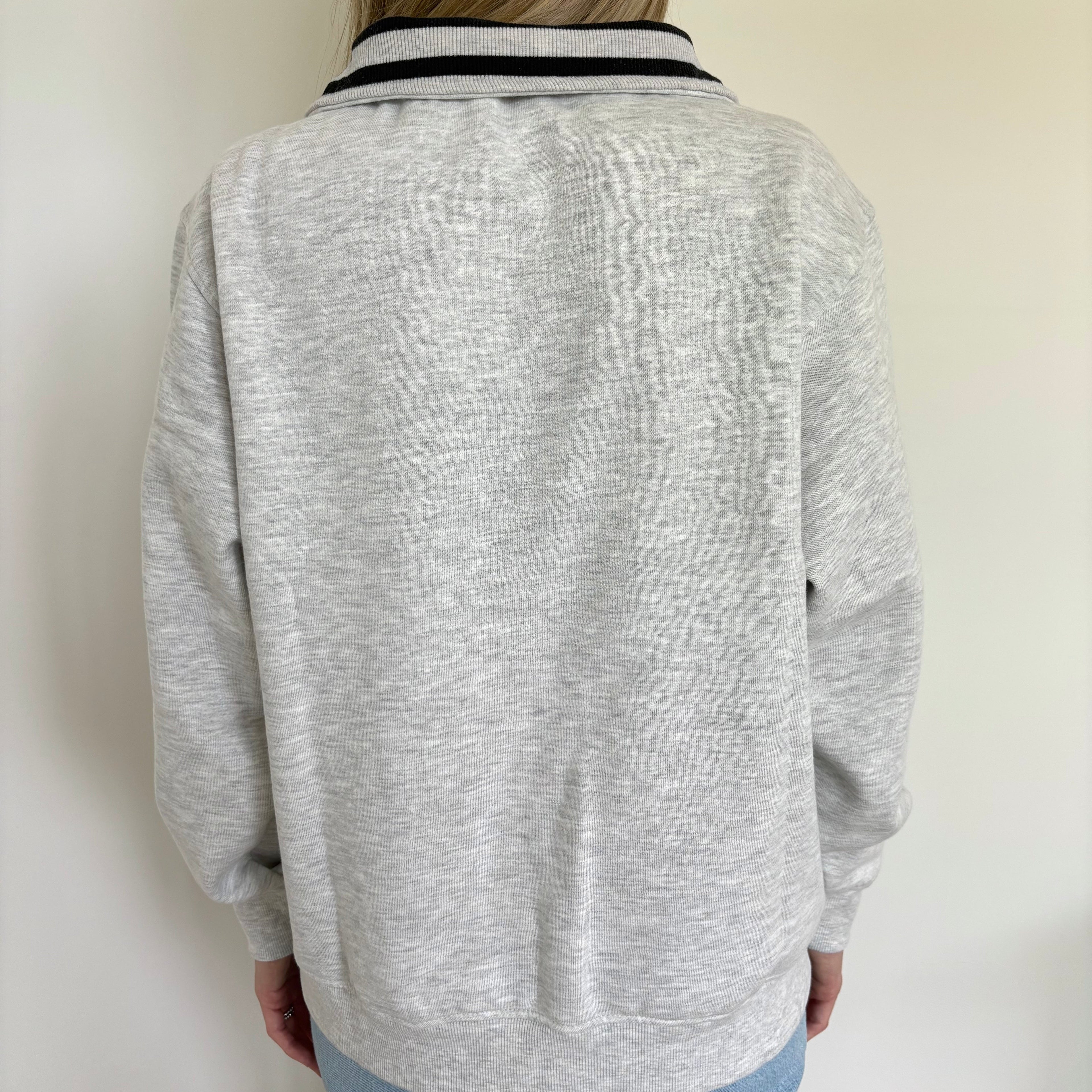 Heather Grey/Black Stripe Quarter Zip Pullover