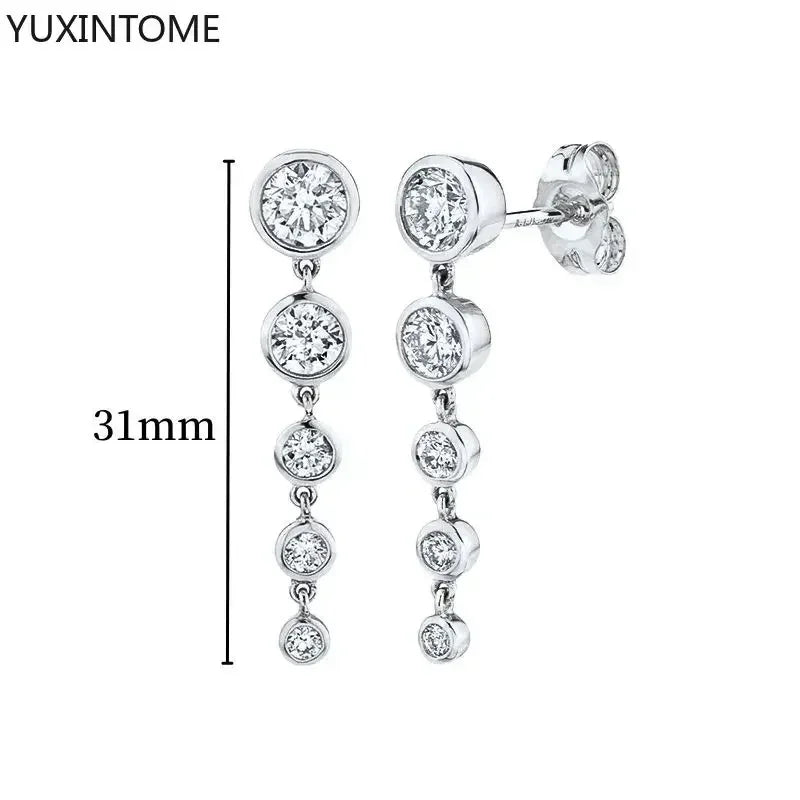 925 Sterling Silver Ear Needle Fashion Hoop Earrings White Crystal Luxury Women's Silver Earrings Wedding Women's Jewelry Gift