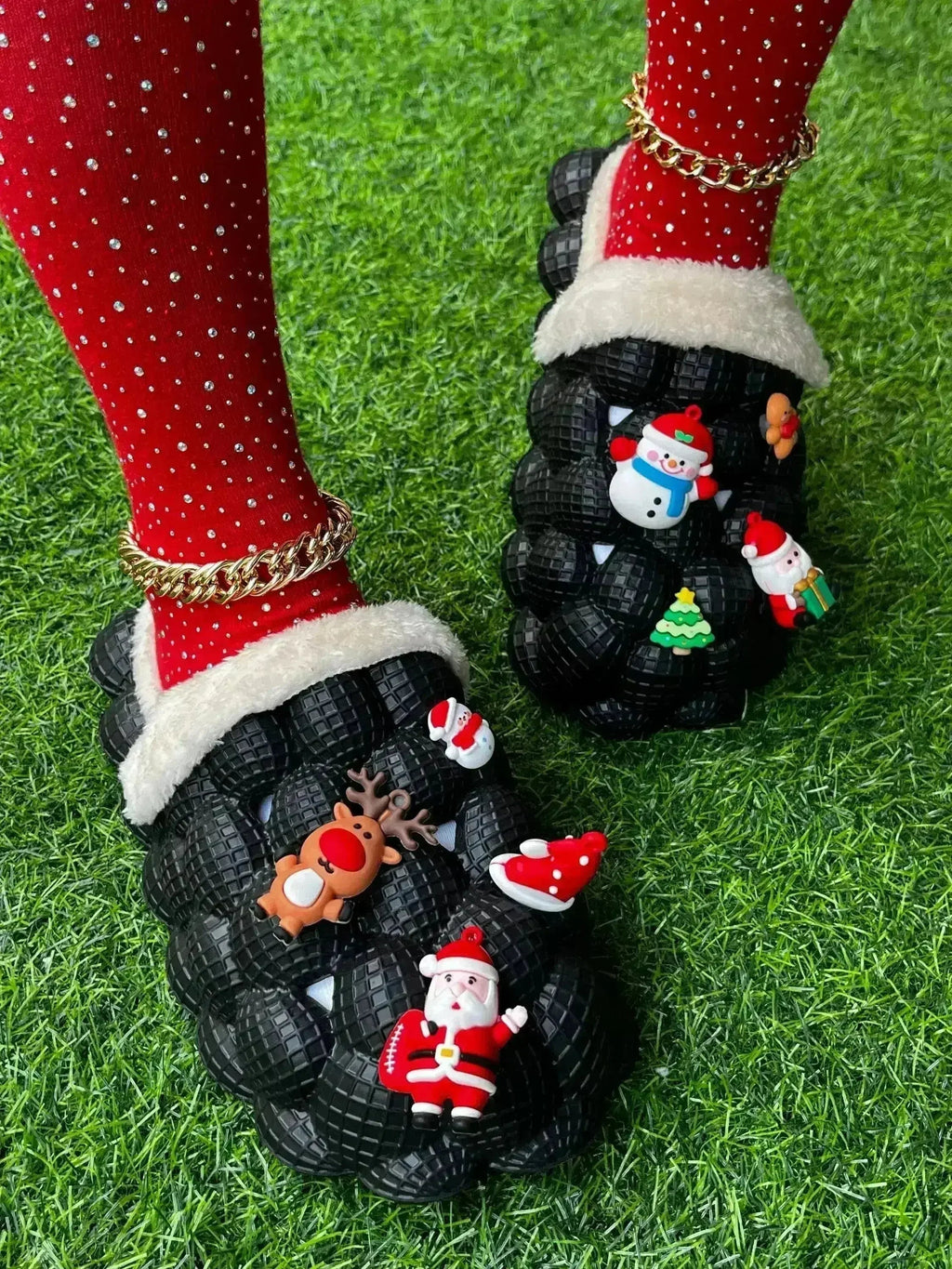 Furry House Slides for Chirstmas Funny DIY Bubble Slippers
