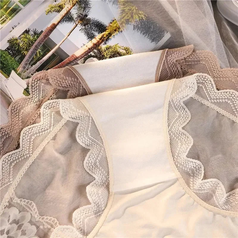 XL-3XL Big Size Women Lace Panties Summer Transparent Hollow Briefs Female  Lingerie Sexy Underwear Breathable Underpants New