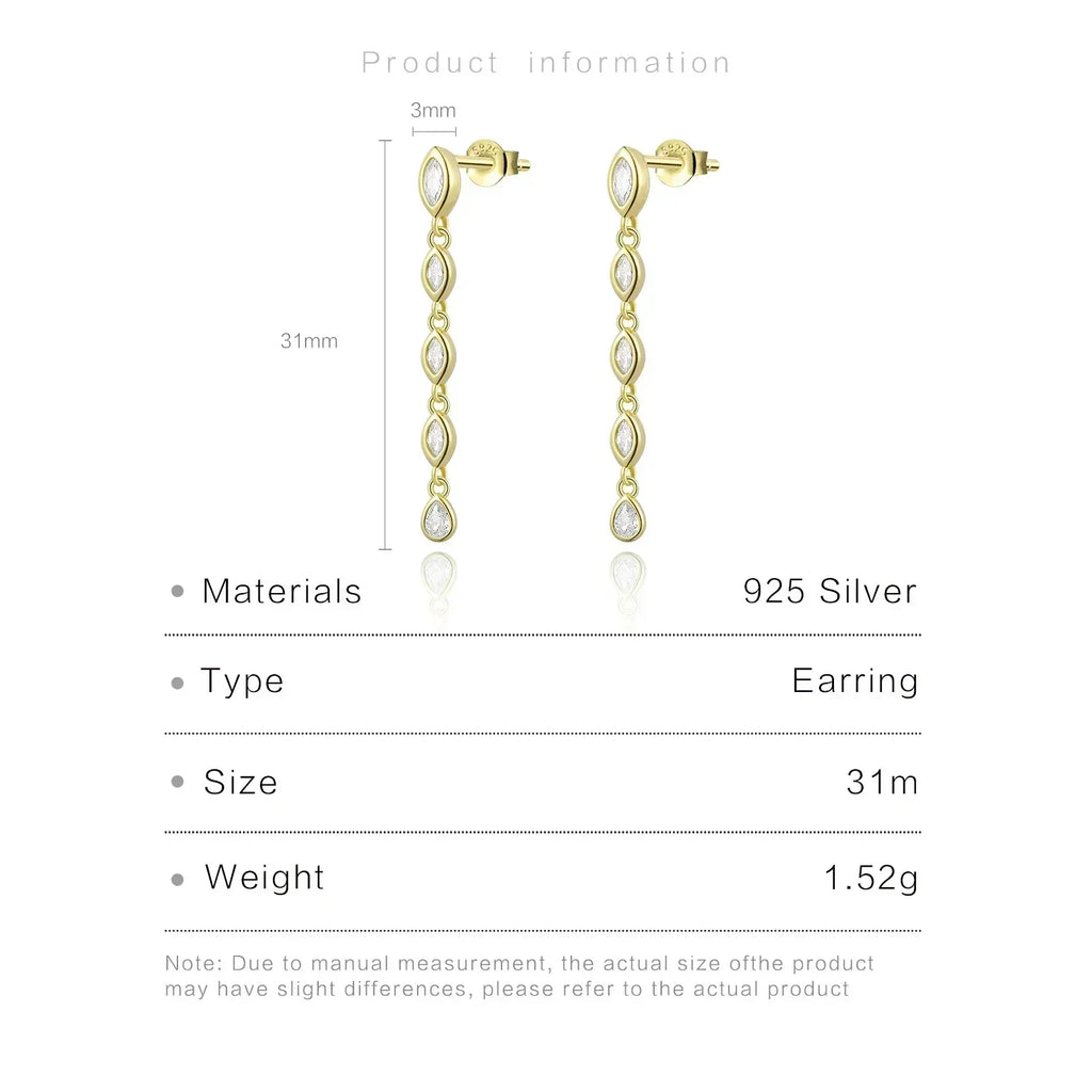 ANDYWEN 100% 925 Sterling Silver Gold Spicy Earring Chain Ovals Locker Earring Women Pendientes Luxury Fine Jewelry 2023 Clips
