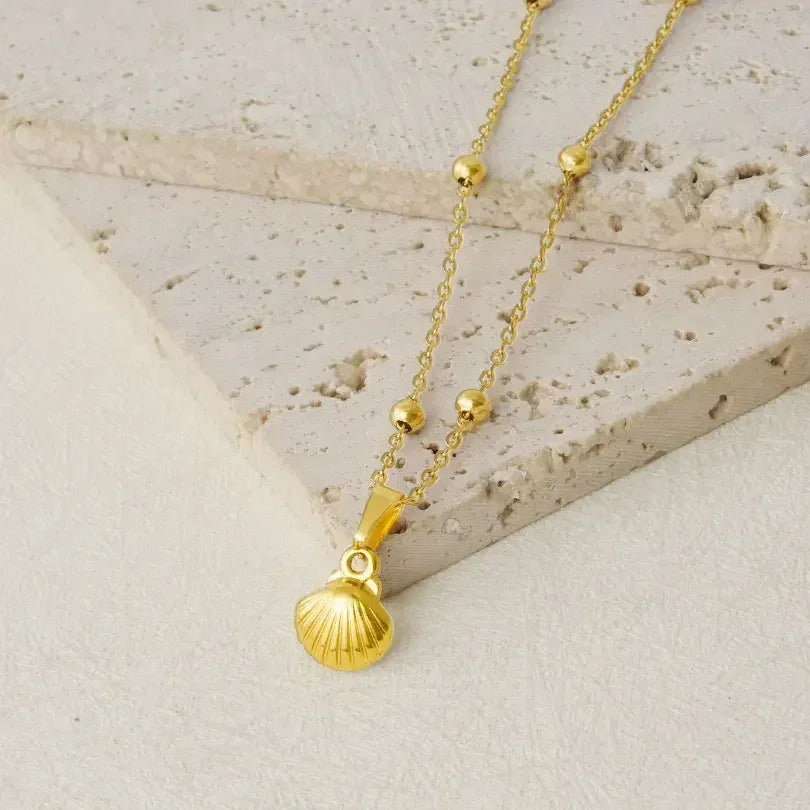 1Pc Temperament Fashion Summer Beach Blue Marine Life Sea Horse Shell Turtle Mini Fish Bead Necklace Classic Clavicle Chain