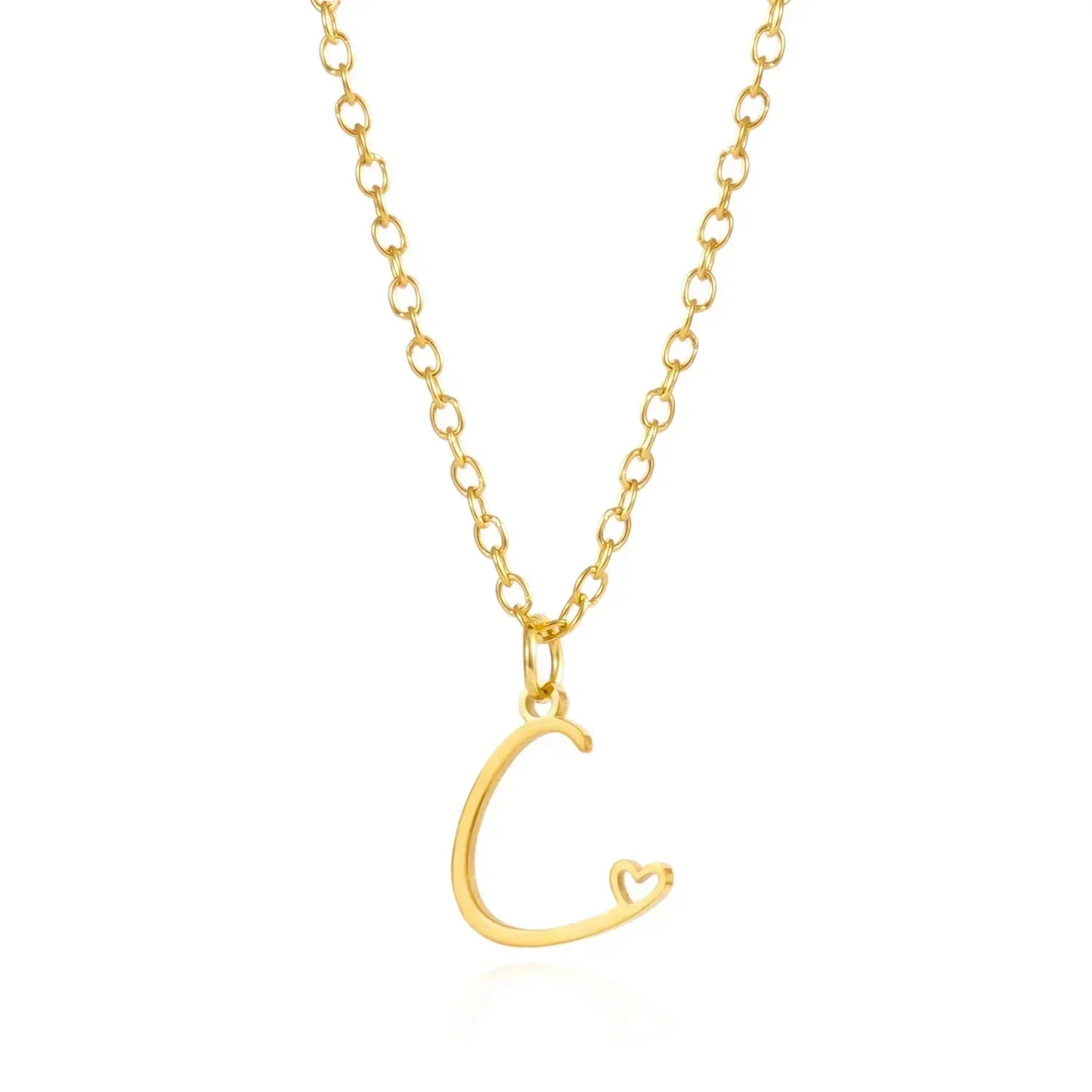 26 Initial Letters Heart Pendant Stainless Steel Necklace for Women Gold Color A-Z Alphabet Choker Chain Birthday Jewelry Gift