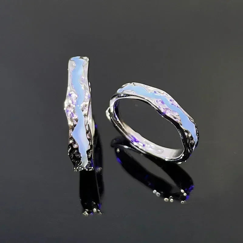 New Enamel Luminous Adjustable Finger Ring Vintage Luxury Love Couples Rings Glow In Dark Y2K Jewelry Valentine's Day Gifts