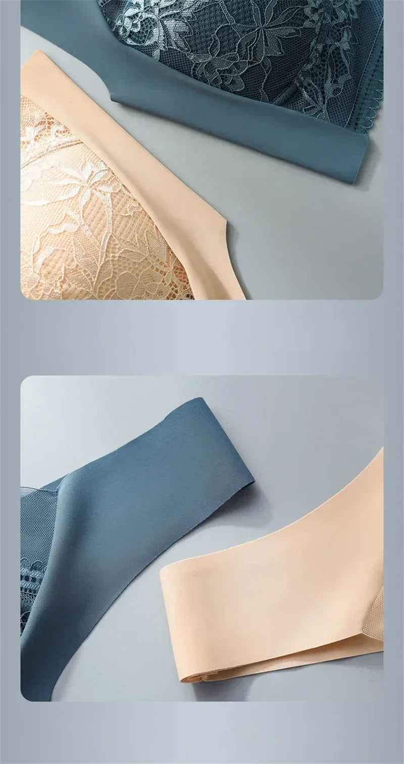 L-5XL Women Large Bra Push Up Ice Silk Seamless upper Bralette Lace Wireless Summer Bras Plus Size Top Lingerie Underwear 15019