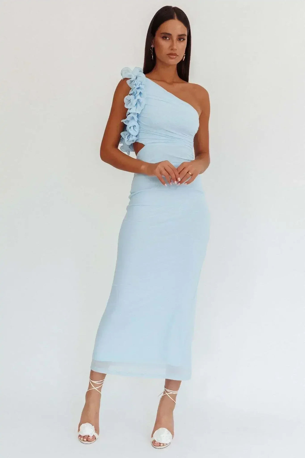 Articat Elegant Slant Shoulder Flower Bodycon Party Club Evening Dress Women Sexy Backless Slim Spring/Summer New  2025 Vestido