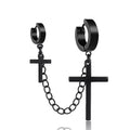 Punk Cross Pendant Clip Earring | Unisex Metal Chain Tassel Ear Cuff