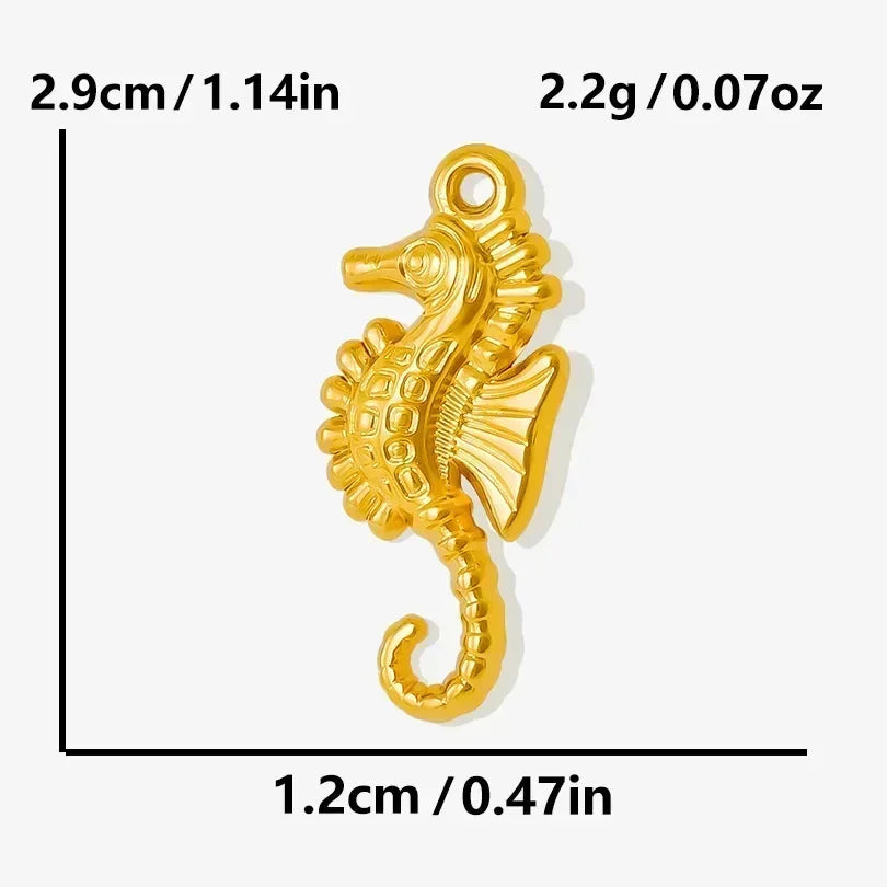 1Pc Temperament Fashion Summer Beach Blue Marine Life Sea Horse Shell Turtle Mini Fish Bead Necklace Classic Clavicle Chain