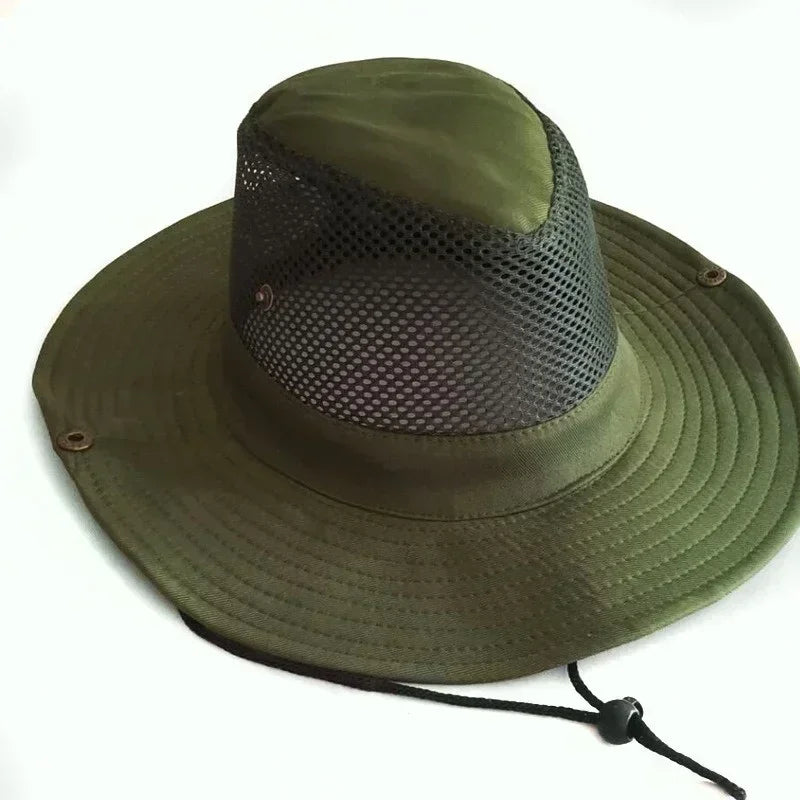 Summer Mesh Fishing Hat Outdoor Breathable Casual Cool Hat Mountaineering Sun Fisherman Hat (7  Colors)