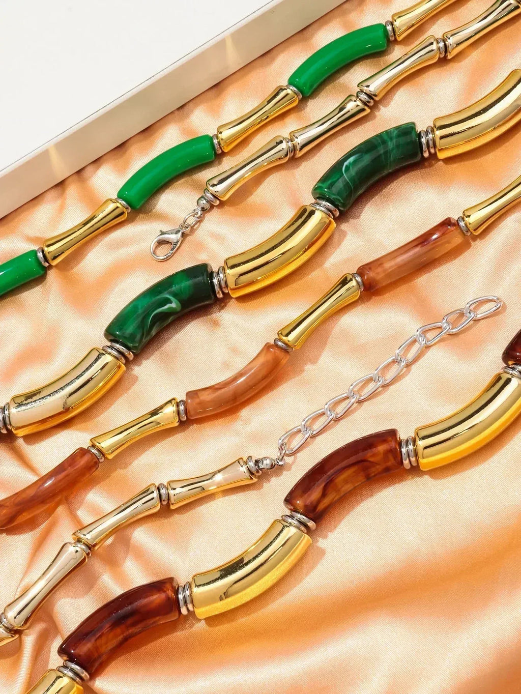 3 pieces/set Bohemian Acrylic Bamboo Beads Choker Necklace Set for Women Chunky Tube Necklaces 2024 Accessories Jewelry