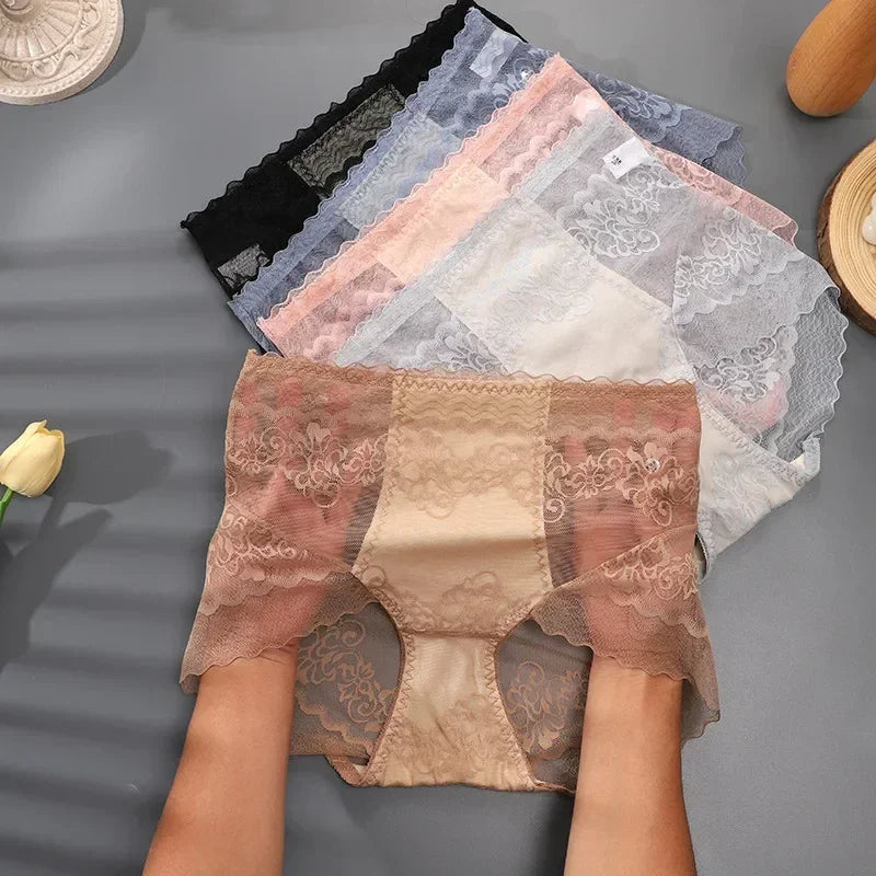 XL-3XL Big Size Women Lace Panties Summer Transparent Hollow Briefs Female  Lingerie Sexy Underwear Breathable Underpants New