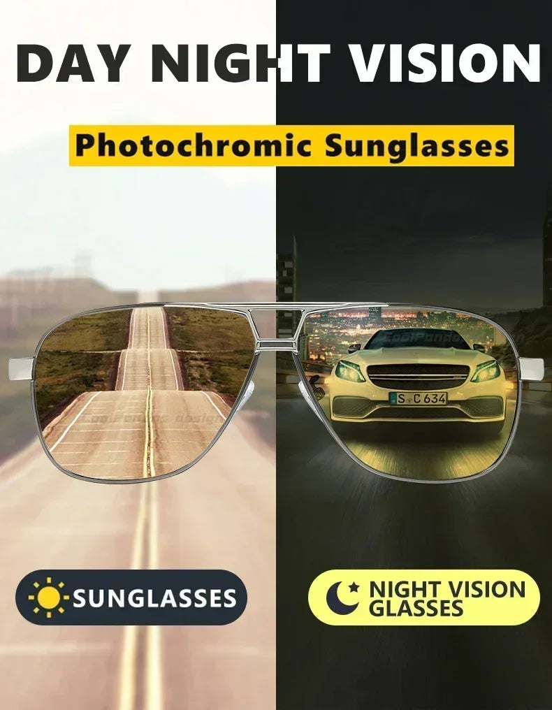 2024 UV400 Polarized Sunglasses Men Women Outdoor Discoloration Eyewear Men Trendy Photochromic Night Vision Sun Glasses