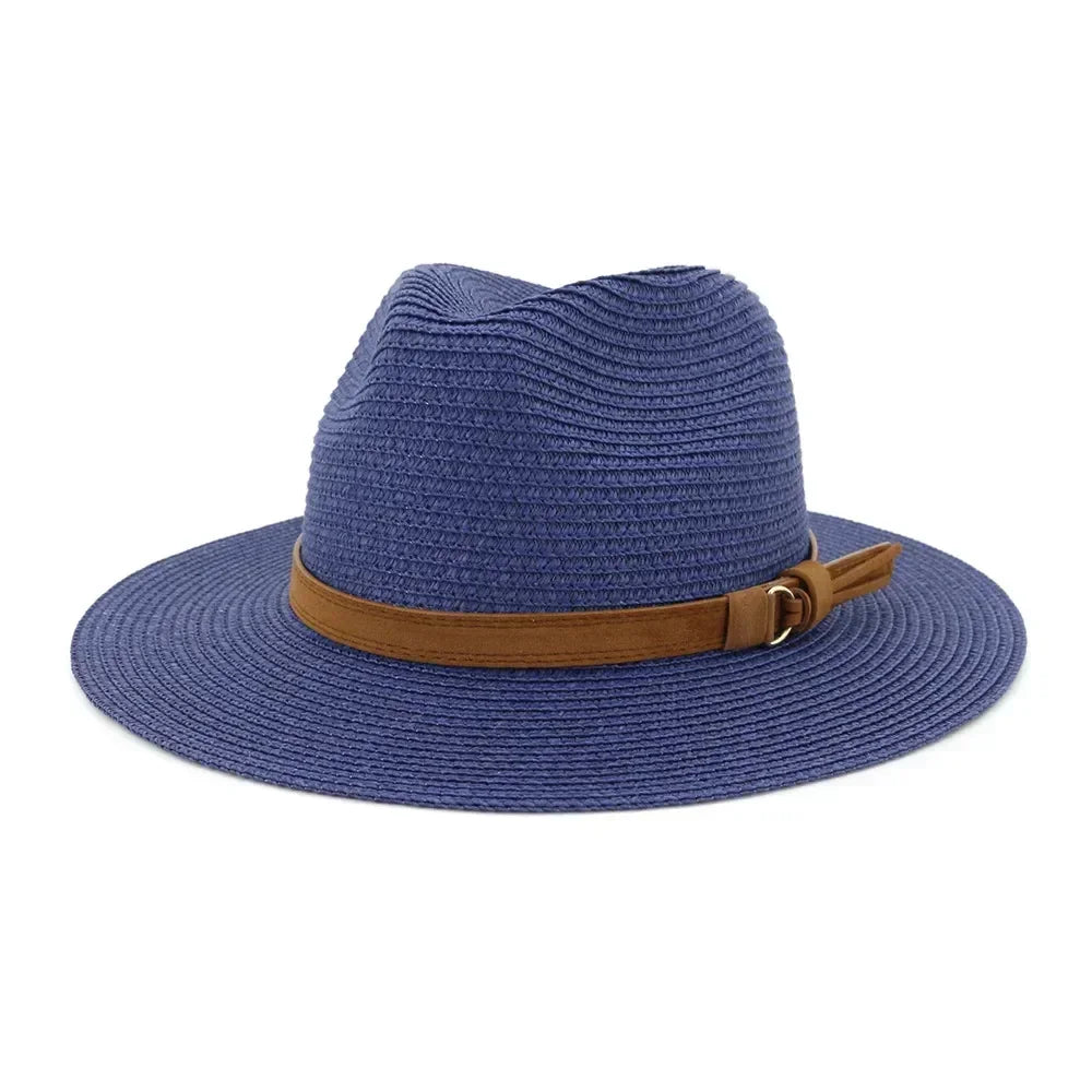 New Big Size 59-60CM Panama Hat Summer Sun Hats for Women Man Outdoor Beach Straw UV Protection Cap Chapeau Jazz Trilby Cap