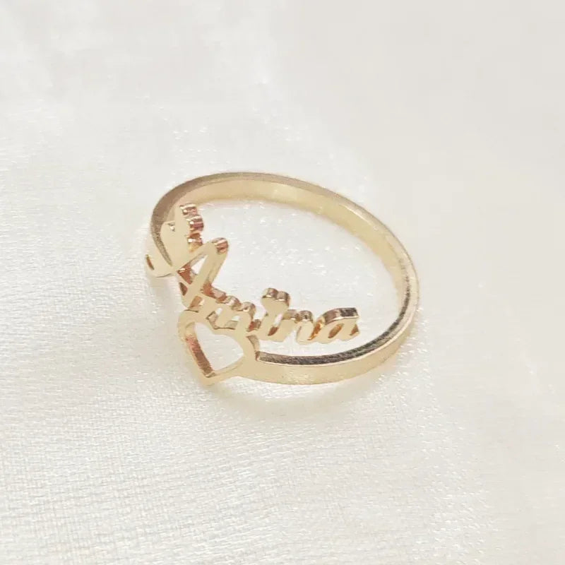 Custom Hollow Love Name Ring Personalized 18K Stainless Steel Opening Adjustable Ring Jewelry Birthday Party Gift Wholesale