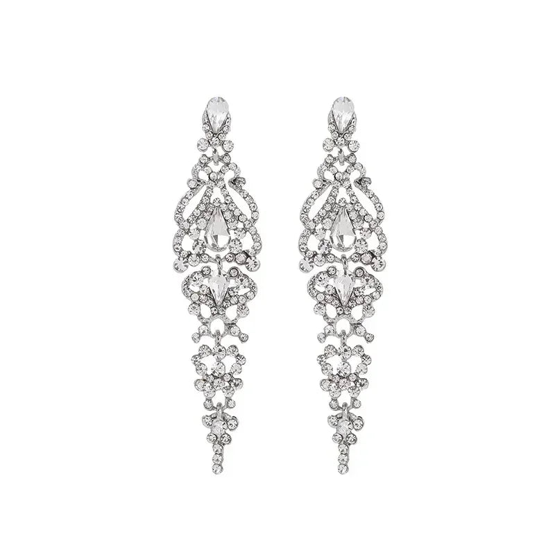 Trend Crystal Drop Earrings – Elegant Long Dangle For Bridal | Femstylo