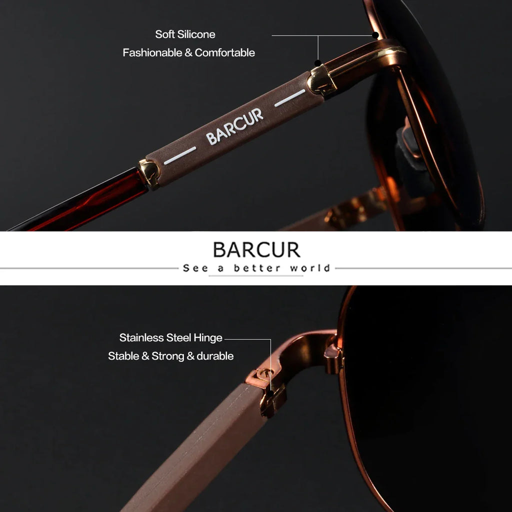 BARCUR Sunglasses Retro Chic Men Fashion Oversized Pilot Style Sunglasses with Mirrored TAC Lenses Durable Stainless Steel Frame for Hiking Outdoor Sports and Sun Protection for Summer