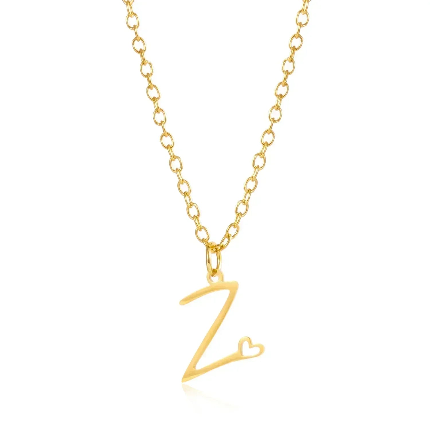 26 Initial Letters Heart Pendant Stainless Steel Necklace for Women Gold Color A-Z Alphabet Choker Chain Birthday Jewelry Gift