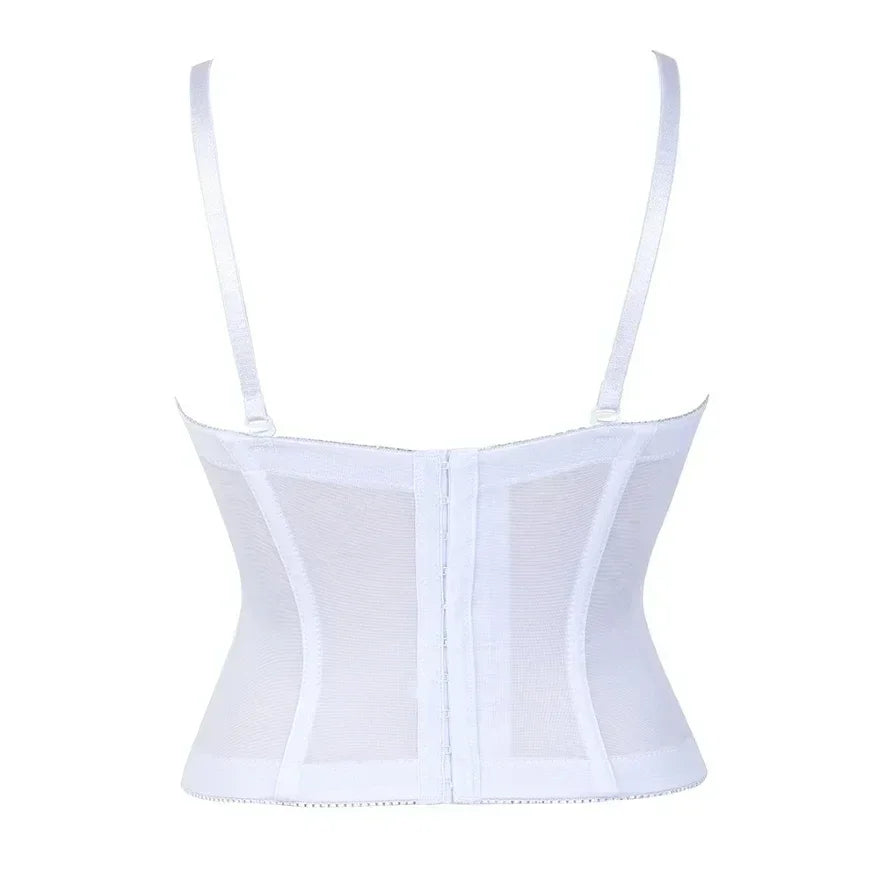 Black White Overbust Corset Top Cotton Bustier with Adjustable Straps Wedding Lingerie Body Shaper Underwear