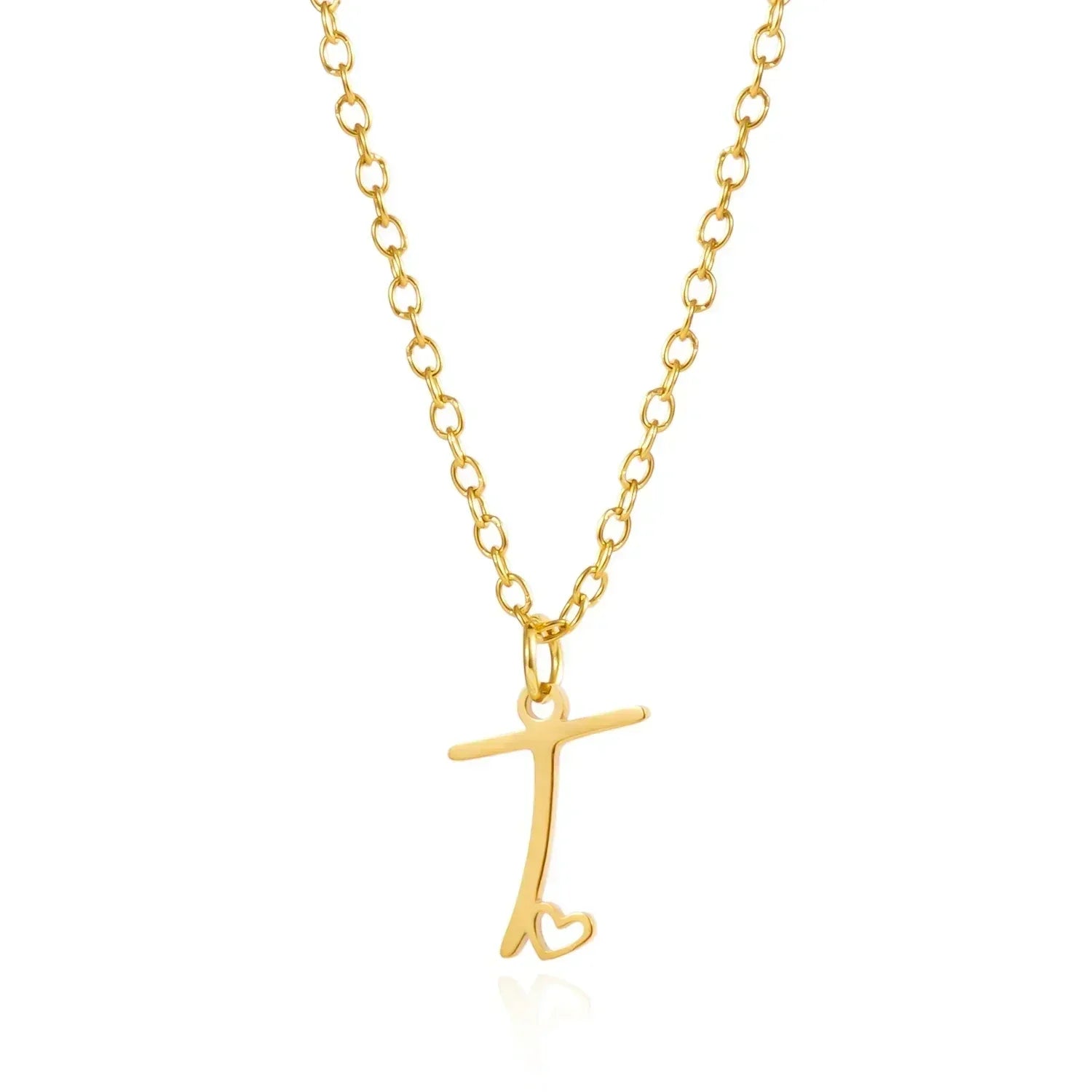 26 Initial Letters Heart Pendant Stainless Steel Necklace for Women Gold Color A-Z Alphabet Choker Chain Birthday Jewelry Gift