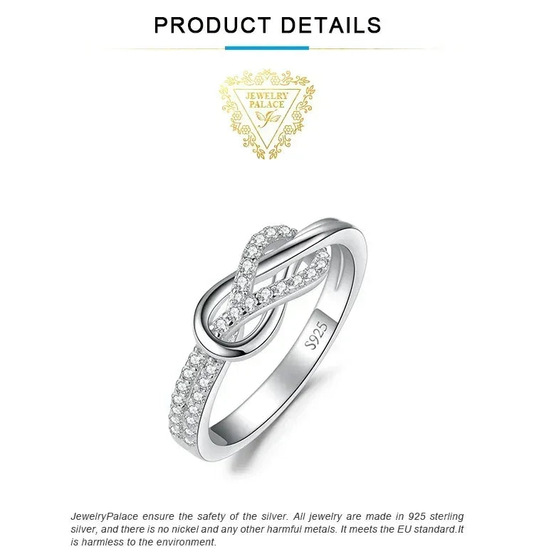 JewelryPalace New Arrival Infinity Love Knot Gemstone 925 Sterling Silver Statement Ring for Woman Fashion Classic Fine Jewelry