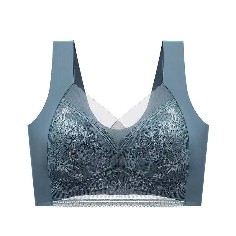 L-5XL Women Large Bra Push Up Ice Silk Seamless upper Bralette Lace Wireless Summer Bras Plus Size Top Lingerie Underwear 15019