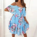 Cold Shoulder Chiffon Beach Dress - Flowy Ruffle Summer Dress