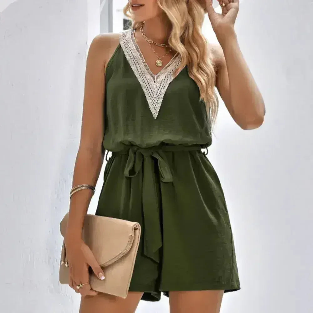 Women Sleeveless V-Neck Romper – Stylish Summer Romper