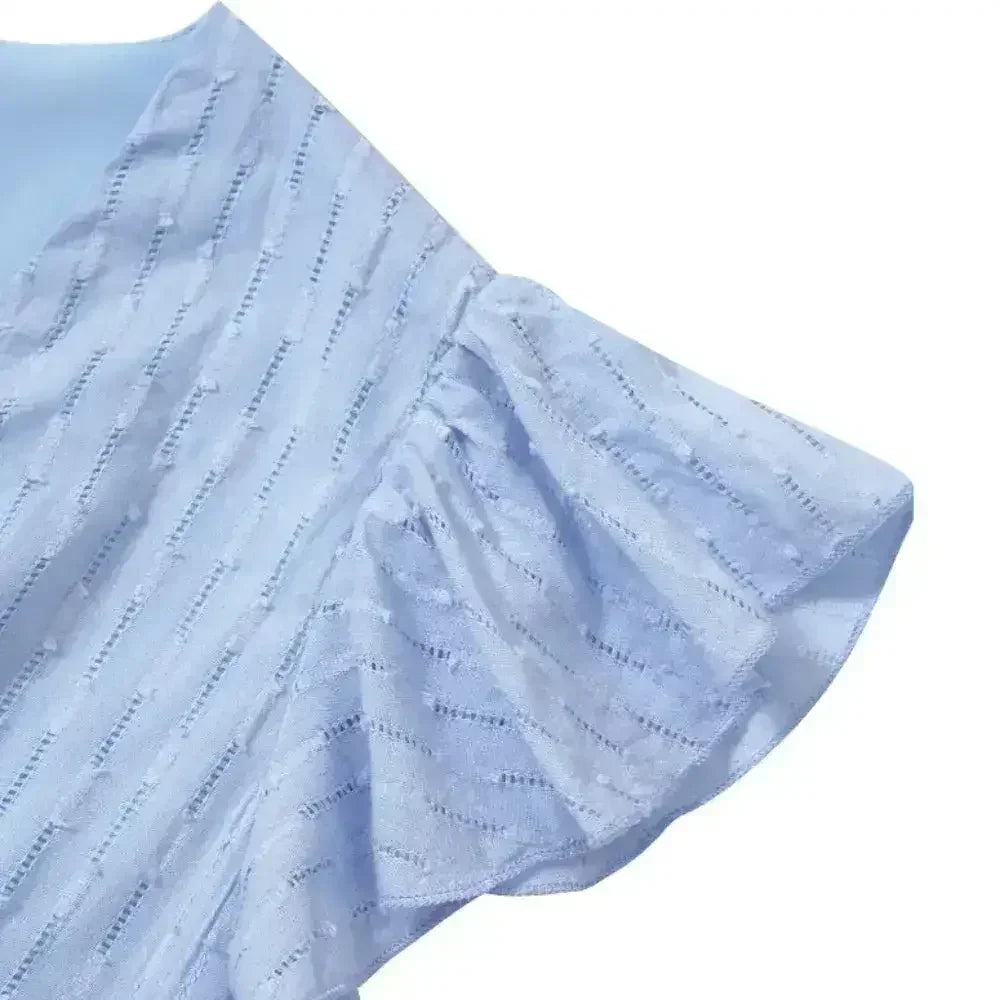 Women V Neck Ruffle Sleeve Summer Dress - Femstylo