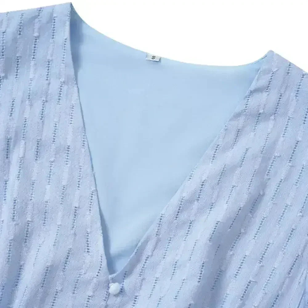 Women V Neck Ruffle Sleeve Summer Dress - Femstylo
