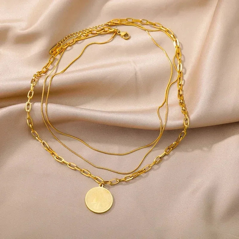 316L Stainless Steel Multilayer Heart Necklace For Women Girls Goth Gold Color Clavicle Chain Charm Choker Jewelry Birthday Gift