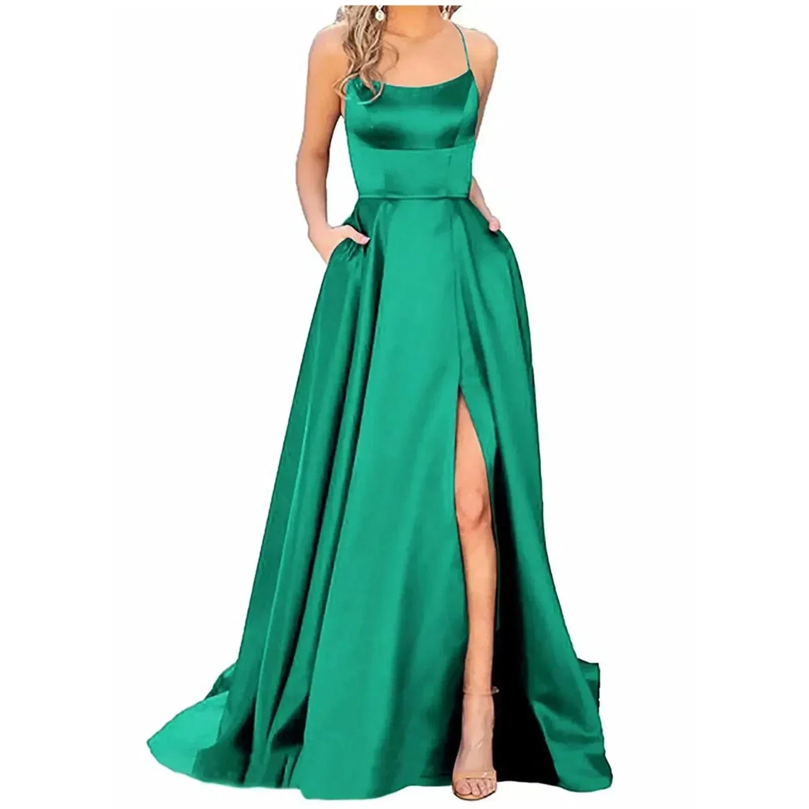 Navy Blue Bridesmaid Dress For Weddings Woman Guest 2024 Sexy Spaghetti Straps Split Prom Party Gowns Long Maid Of Dresses