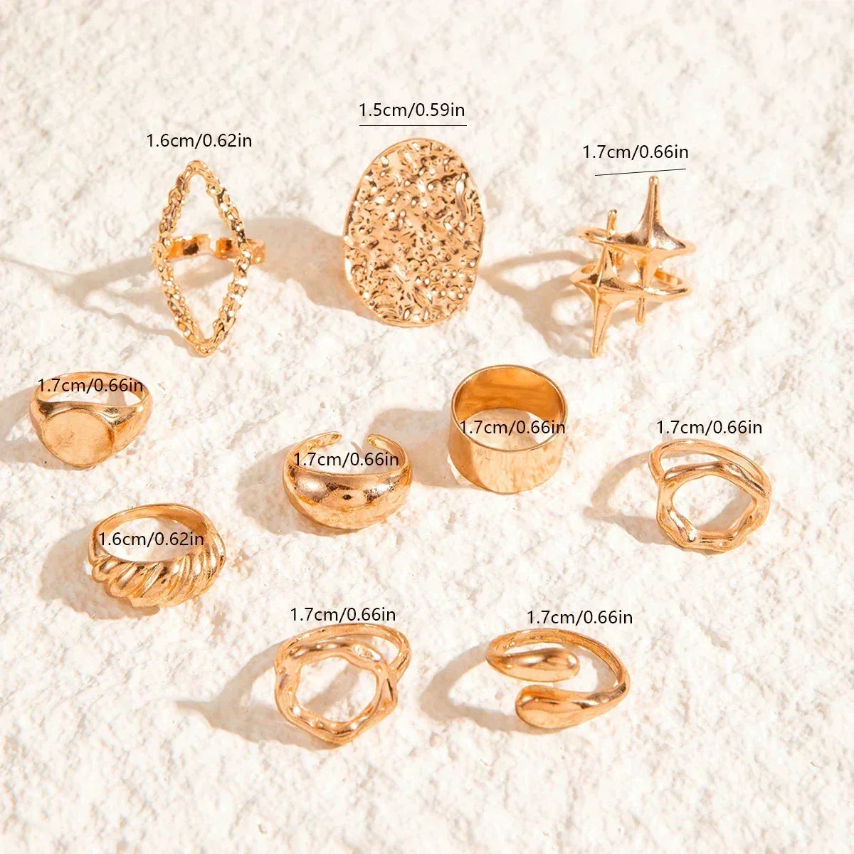 Docona Fashion Elegant Stacking Gold Colour Rings Geometric Design Ring Set Accessories Daily Festival Party Gifts 27910
