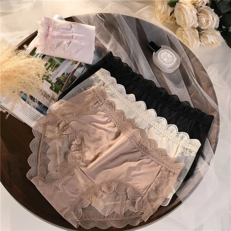 XL-3XL Big Size Women Lace Panties Summer Transparent Hollow Briefs Female  Lingerie Sexy Underwear Breathable Underpants New