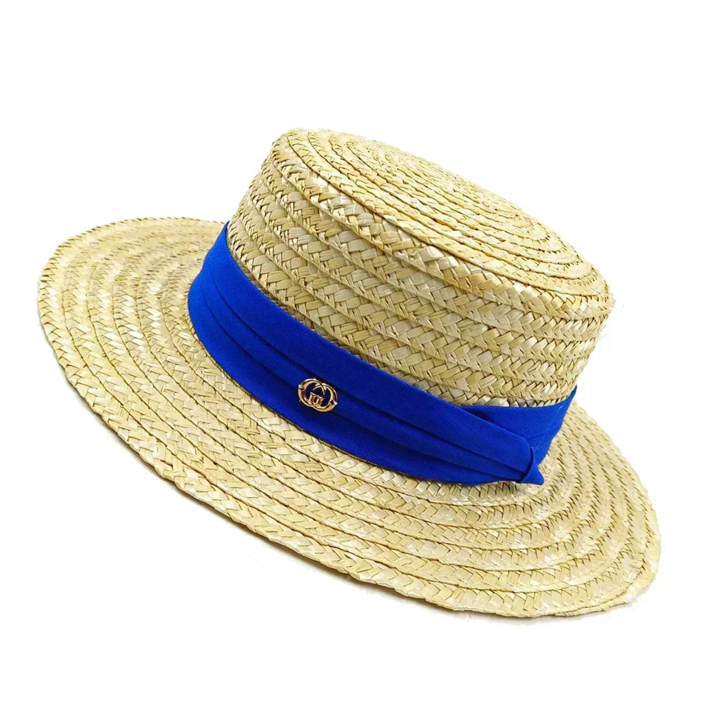 Straw summer hat French elegant ladies seaside travel sun hat Hepburn style wide brim hat  햇빛가리개 모자 모자