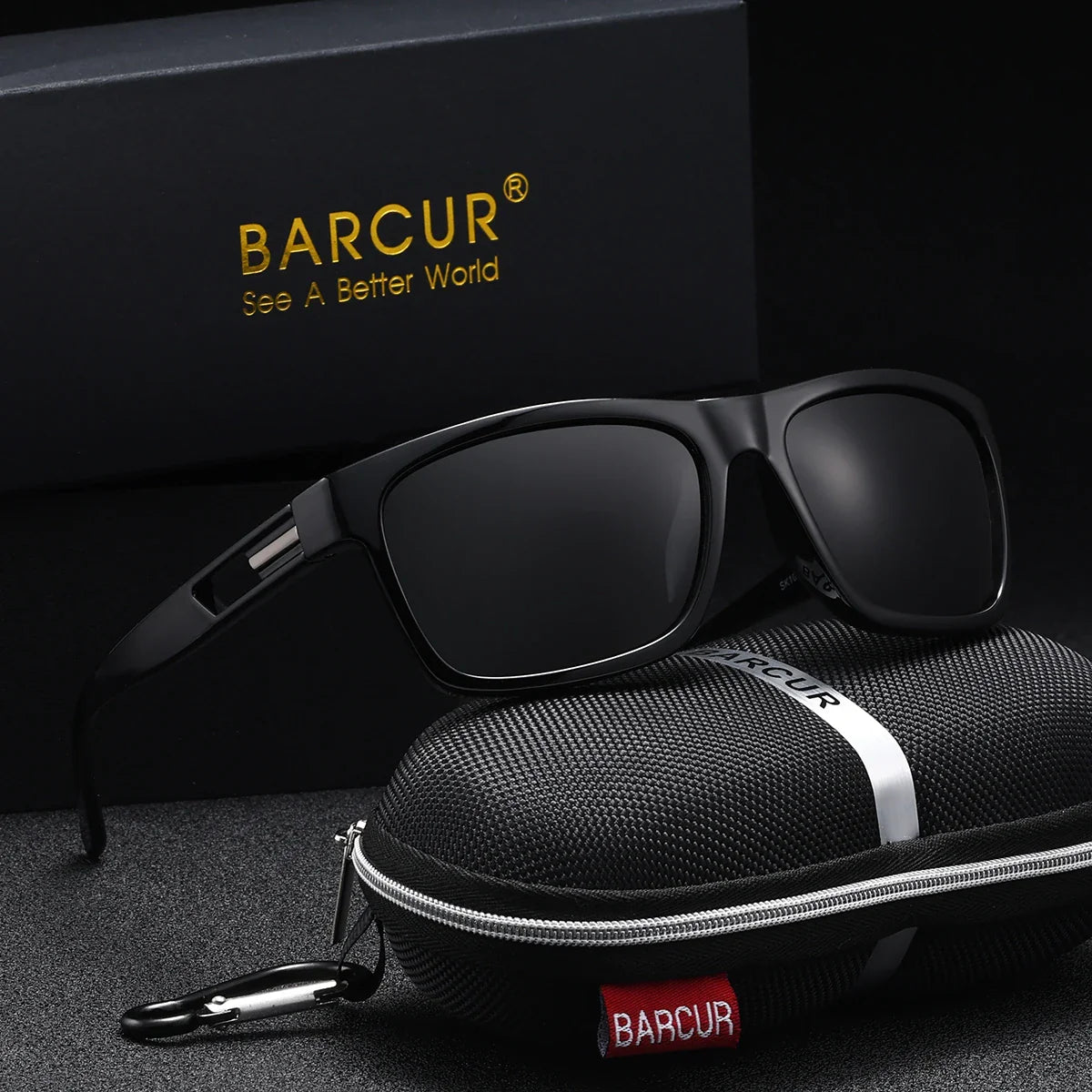 BARCUR Polarized Sport Fashion Sunglasses for Men – UV400 Protection Colorful TAC Coating Anti-Slip Polycarbonate Frame Cycling Fishing Hiking Outdoor Sports Eyewear – Durable Trendy Vintage Rectangular Design