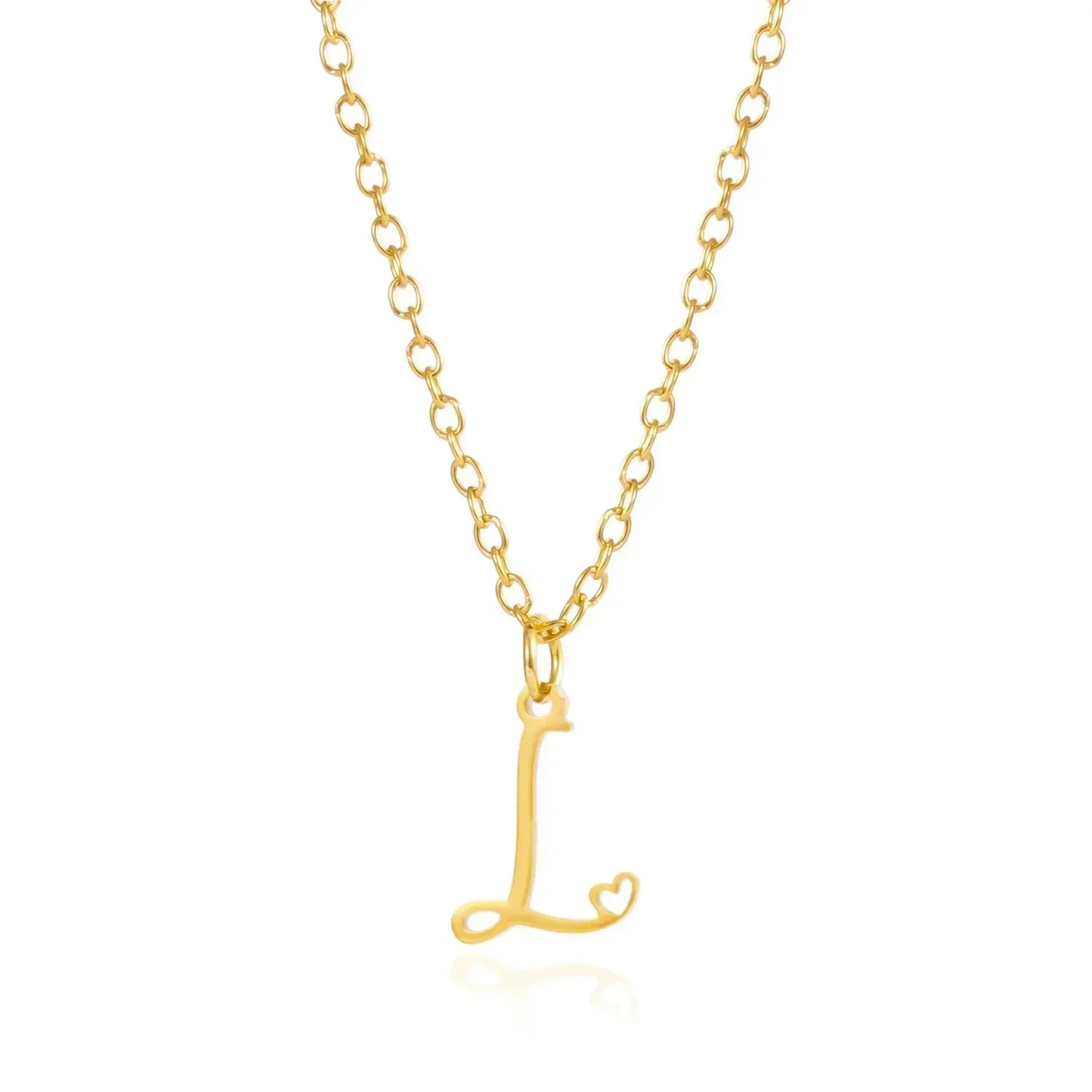 26 Initial Letters Heart Pendant Stainless Steel Necklace for Women Gold Color A-Z Alphabet Choker Chain Birthday Jewelry Gift