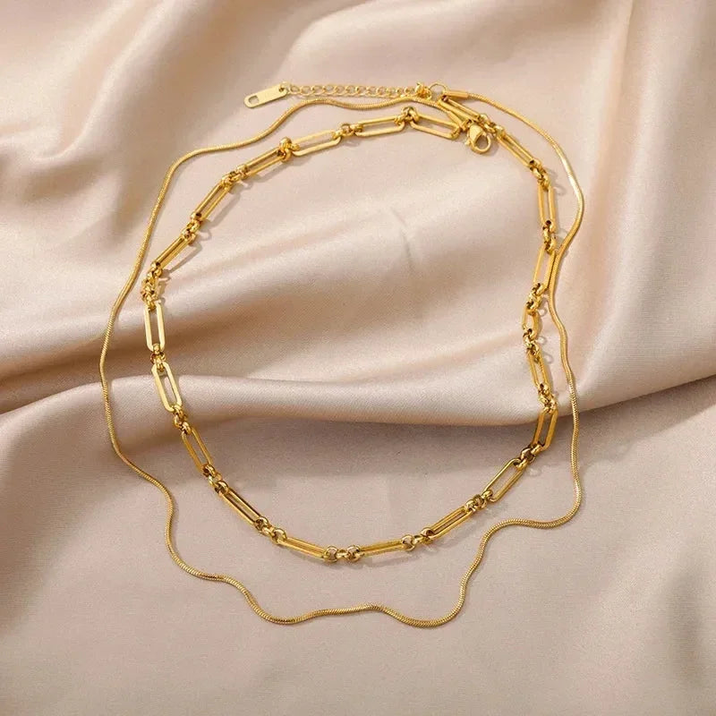 316L Stainless Steel Multilayer Heart Necklace For Women Girls Goth Gold Color Clavicle Chain Charm Choker Jewelry Birthday Gift