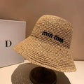 2025 Letter Sun Hat for Women Straw Beach Hats Women Large Wide Brim  Foldable Hat  Fashion Designer Outdoor Korean Bucket Hat