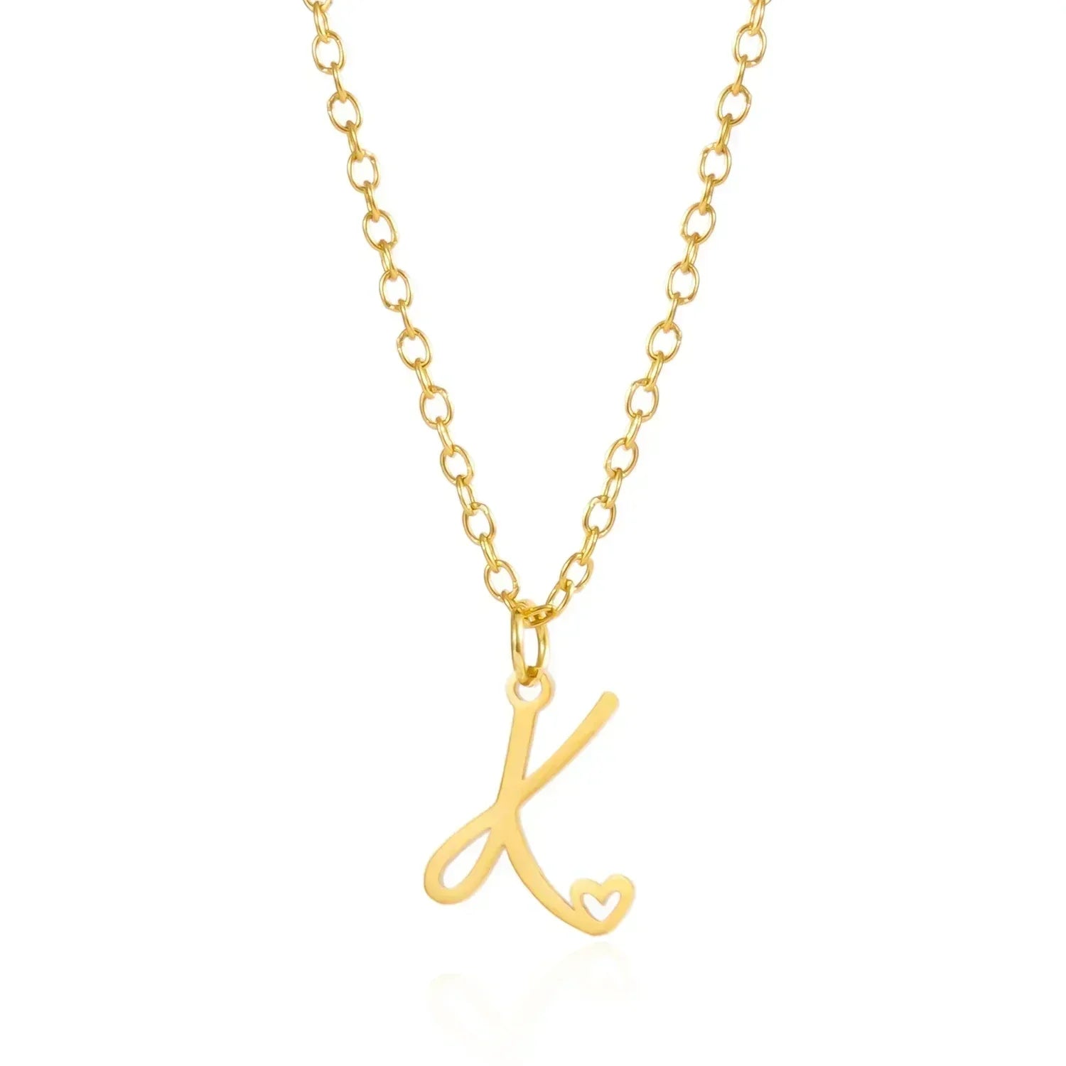 26 Initial Letters Heart Pendant Stainless Steel Necklace for Women Gold Color A-Z Alphabet Choker Chain Birthday Jewelry Gift