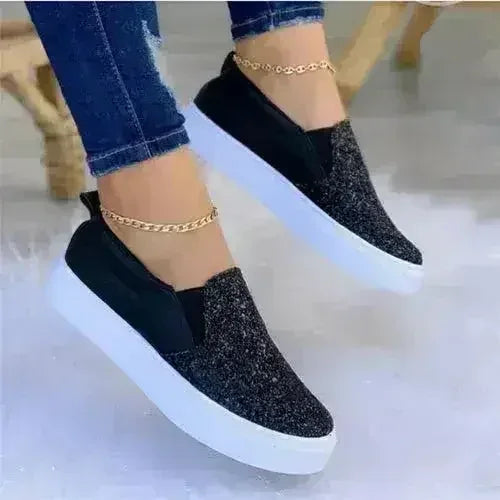 Glitter Moccasin Loafers for Women – Rose Gold, Black & Gold Styles