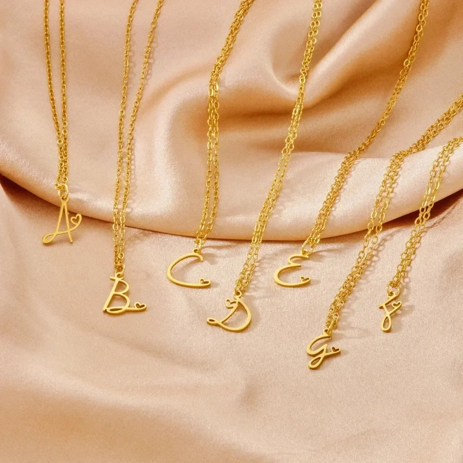 26 Initial Letters Heart Pendant Stainless Steel Necklace for Women Gold Color A-Z Alphabet Choker Chain Birthday Jewelry Gift