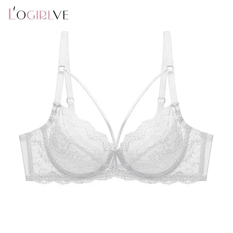 Logirlve Wholesale 3PCS Sexy Underwear Woman Lace Bras Hollow out Ultrathin Bra Women's lingerie Big Size Bra