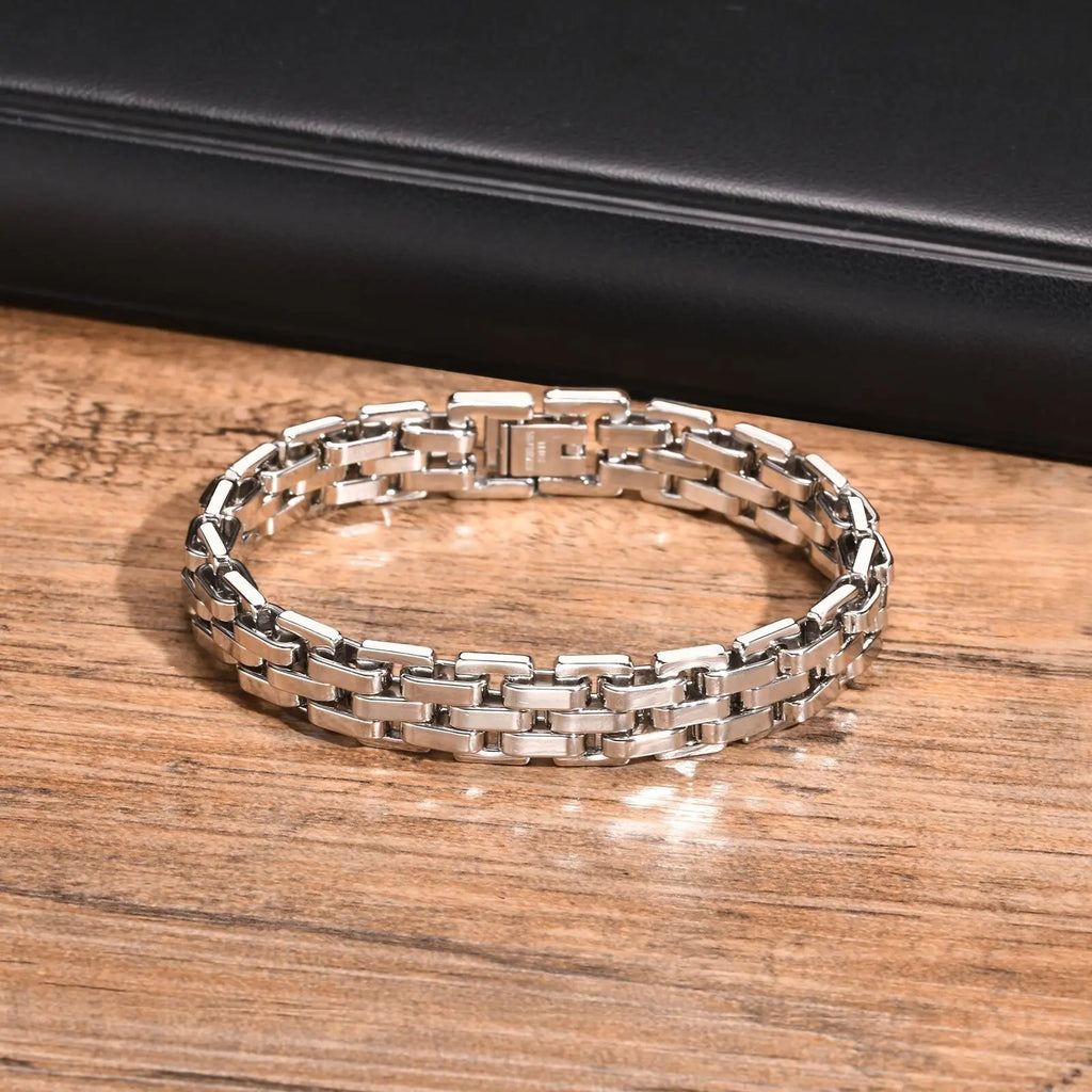 Chunky Stainless Steel Bracelet for Men | Silver Chain Link Watch Band