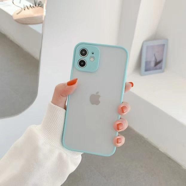 Simple White Camera Shockproof Silicone Phone Case For iPhone 13 Pro Max 14 Pro Protect Cover For Men Modern Translucent Back Cover Mobile case Compatible with iPhone