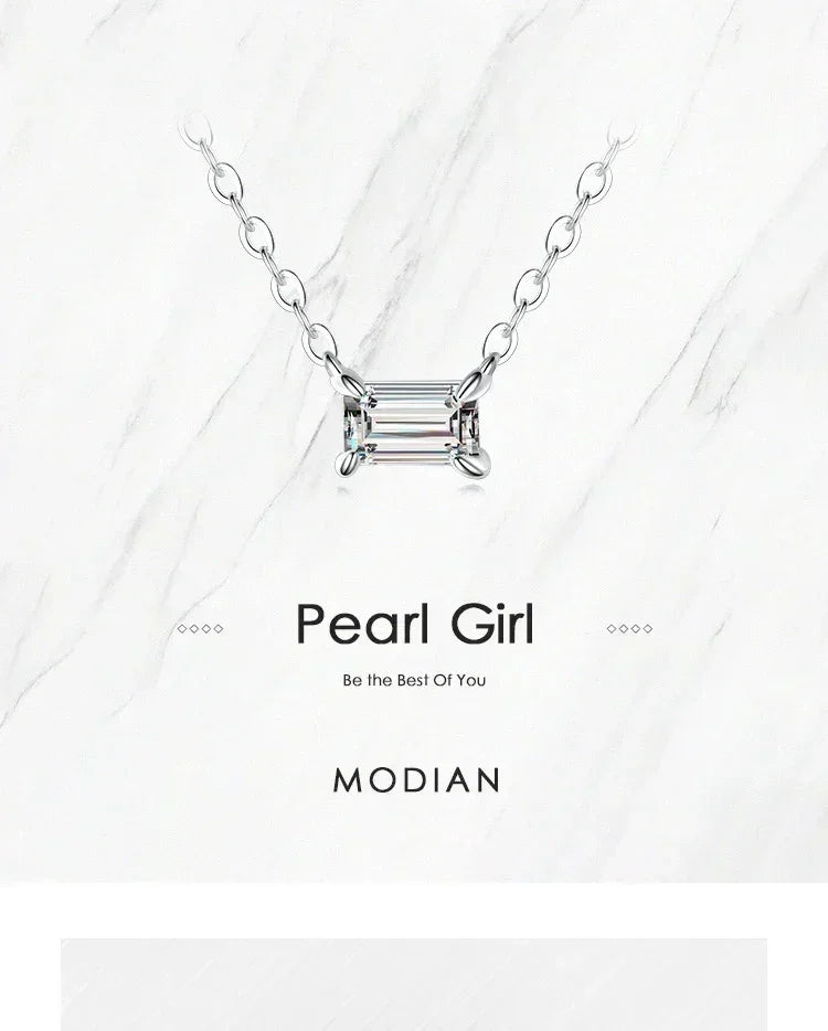 Modian Genuine 925 Sterling Silver Fashion Charm AAA Zirconia Pendant Necklace For Women Silver Female Necklaces Fine Jewelry