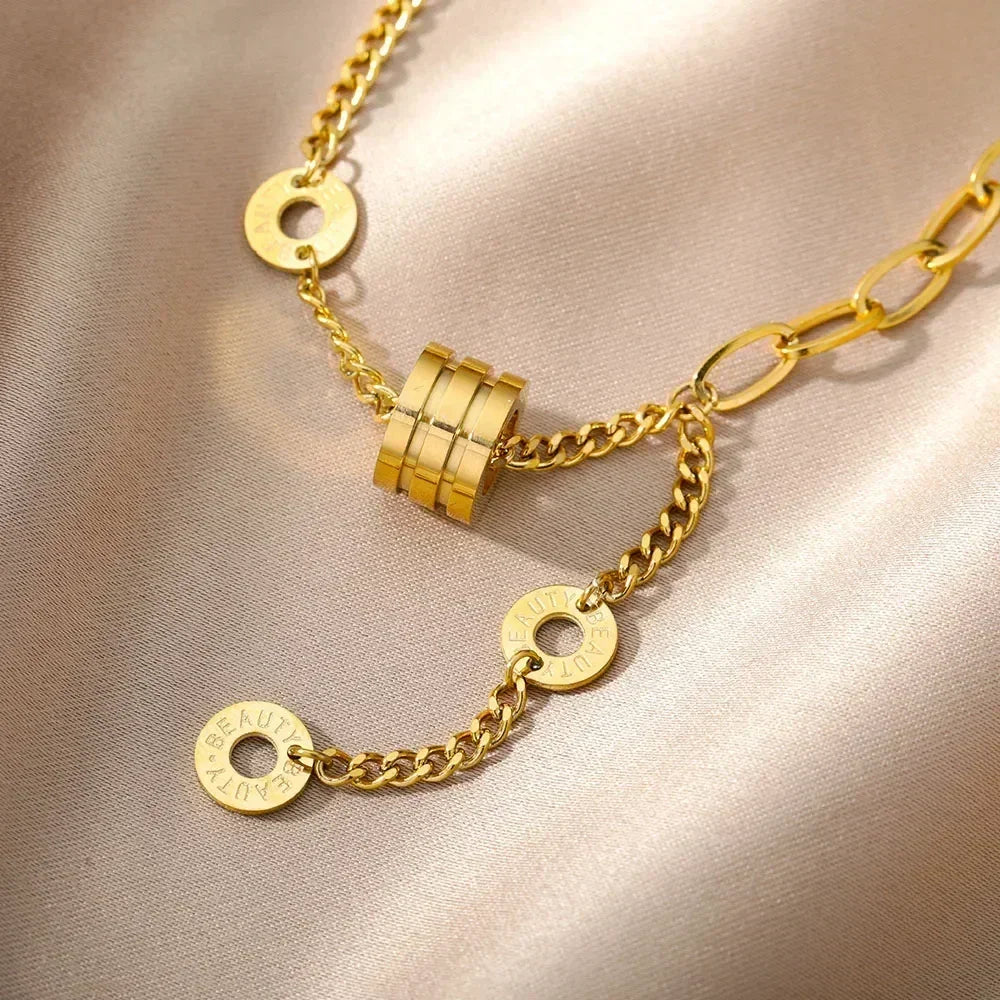 316L Stainless Steel Multilayer Heart Necklace For Women Girls Goth Gold Color Clavicle Chain Charm Choker Jewelry Birthday Gift
