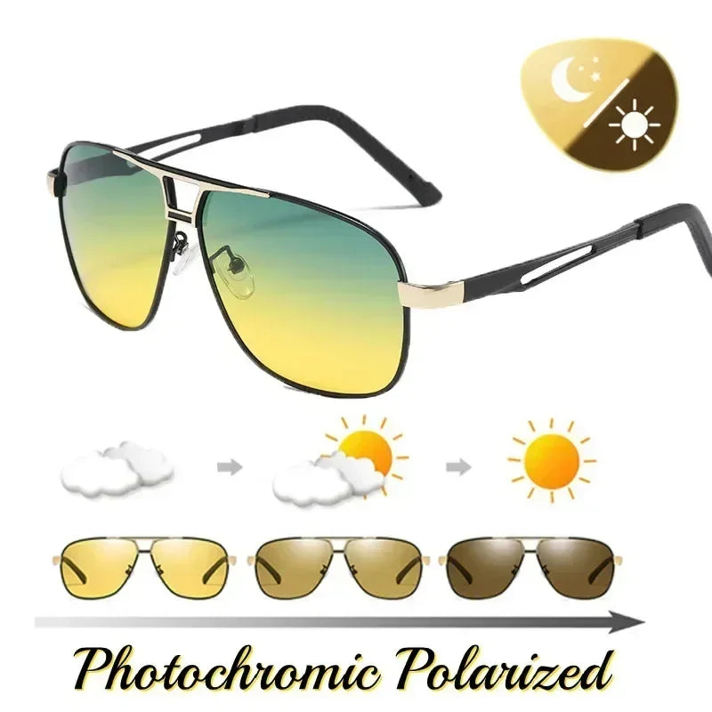 2024 UV400 Polarized Sunglasses Men Women Outdoor Discoloration Eyewear Men Trendy Photochromic Night Vision Sun Glasses